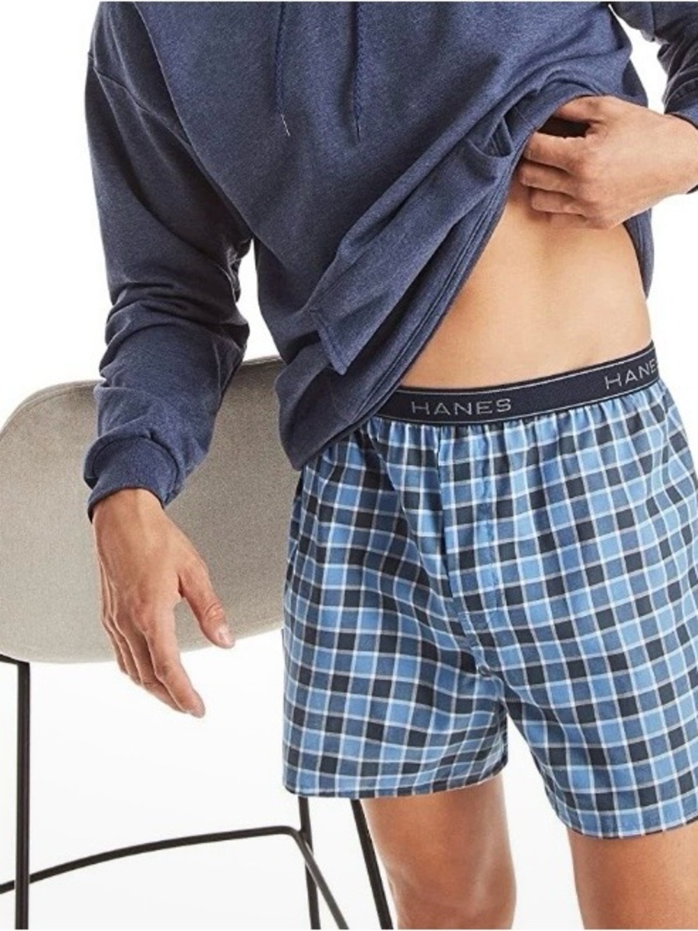 Hanes Blue Plaid Comfort Flex Waist Boxer Shorts Tagless 5-Pack NWT Men’s Boxers
